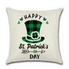 Pillow St. Patrick's Day Town Trow Soldio a cuadros VERDE Camiseta Camión Material de la piel de la piel Decoración del hogar de moda