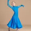 Bühne Wear Girls Ballroom Tanzkleidung Langarm Kleid für Standard Walzer Moderne Tanzwettbewerb Anzug Training Kostüm VDL290