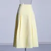 Skirts Sweet Elegance High Waist A- Line Skirt Women 2024spring Summer Patchwork Flower Decoration Yellow Long Female