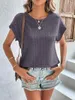 Frauen Tanks Frauen Sommer-Strick-T-Shirt Solid Farbe Lose kurze Ärmel Tops Freizeitpullover für Streetwear-Ästhetik Grunge Kleidung