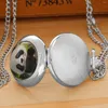 懐中時計のかわいいPnada Quartz Watch Women Men Silver Necklaceユニークなペンダントラウンドダイヤルクロックキッズギフトアクセサリー