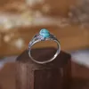 100% S925 Sterling Silver Simple Design Ovaal Turquoise Damesring Luxe Elegante gepersonaliseerde bruiloft 240424