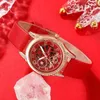 Relógios de punho 5pcs Conjunto de quartzo feminino Design mecânico imitado Relógio feminino Ladies Colo de couro Montre femme