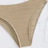 Dames zwemkleding bikini set sexy kaki geribbeld hoge taille 2024 mujer gegolfd zwempak kruis verband badpak Braziliaanse bather
