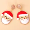 Boucles d'oreilles en peluche créatives de Noël de Noël Snowman Santa Claus Cartoon Face Simple Pendant Drop Drop Winter Jewelry