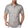 Herren lässige Hemden modische farbige Tee-Shirt für Männer Sommer Turnenkragen Kurzarm Bluse Top Knopf T-Shirt Kleidung