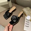 Slippers Square Toe Women Open Slip On Fashion Thin Low Heels Pumps One Band Shallow Dress Mules Shoes Ladies Comfort