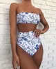 Swimwear féminin High Taist Brésilien Bikini 2024 BELLE FEMMES BANDEAU MAISON FEMME FEMME PUSH BAILING SUMBRE BAISERS BIQUI