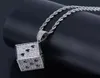 Hip Hop Brass Gold Silver Color Iced Out Micro Pave Cz Square Dice Pendant Necklace Charms för Men3034169