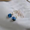 Backs Earrings Original Design Handmade Blue Tiger Eye Stone Natural Pearl Ear Clips Romantic Exquisite Party Women Fine Charm Jewelry