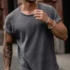 Large vintage mens T-shirt made with old short sleeves loose casual T-shirt top summer solid color fashionable T-shirt 240426