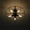 Plafondverlichting vintage retro industriële ventilator Amerikaans land loft lamp ijzer materiaal installeren 5stcs E27 Edison gloeilampen