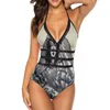 Swimwear féminin la mia promessa sexy one épaule morceau de maillot de bain maille patchwork monokini illusorya Stefania Russo Tattoo