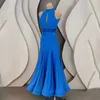 Bühnenbekleidung ärmellose Blauausschnitt moderner Tanzkleid Abendkleider Übung Kleidung Frauen Lateinische Konkurrenz