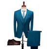 Men Business 3 pièces Suits ensembles Banquet de mariage de marié masculin Couleur solide haut de gamme de grande taille de grande taille Blazers Jacket Coat 240422