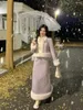 Arbeitskleider Frauen Herbst- und Winter-Plus-Größe Baumwollblazer Plüsch Blazer Rock Set Chinesische Wolljacke Zwei-teilige Sets mit Wollgenähten