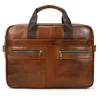 Briefzüge Herren Leder Aktentasche Business Man's Bag Top Layer Cowide Lawyer's Computer Style Large 15.6 Laptop mit Riemen