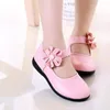 Girls Leather Shoes for Children Wedding Dress Princess School Kids Summer Bowknot Black Student Sandals Korean Fashion 240416