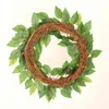 Dekorativa blommor 45 cm Artificial Green Banyan Leaf Wreath Greenery With Leaves To Fra Door Farmhouse Home Wall Window Decor