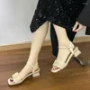 Sandales 2024 Summer Fashion Outwear Women's Color Couleur confortable One Word Boucle Boucle sexy High Heel Single Chaussures Femme