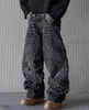 Ретро хип-хоп черные брюки, вышитые мешковываемые джинсы с высокой талией, женские женские брюки y2k harajuku