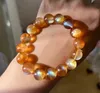 Bracciale di gemma andesina arancione naturale da 7 mm perle rotonde trasparenti per donne elastico cristallo elastico Labrador Moonstone Fashion Aaaaa 240426