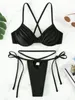 Damenbadebekleidung 2024 Unterdrückte Mini Micro String Bikini Frauen Badeanzug weiblicher Tanga-Zwei-Steife mit hohem Schnittanzug Schwimmanzug Badeanzug