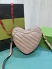 8A Fashion Designer Bag Womens Solid color leather shoulder bag heart shaped Chain bag Multi function wallet card bag