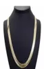 MENS FLAT HERRINGBONE CHEAN 14K GULD PLATED 9MM 24QUOT NECKLACE4902238