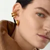 Backs Earrings Vintage Gold Color Three-layer C-Shape Ear Clip For Women Men Punk Hip-hop Metal Unique Trendy Jewelry Gifts 2024