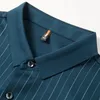 Chemises décontractées pour hommes Polyamide Spadex Luxury For Hommes à manches courtes Smart Summer Quality Smooth Confortt Striped Camisas de Hombre