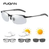 Lunettes de soleil pochromiques fuqian Men Femmes Vintage Metal Polaris Sun Glasses For Male Night Vision Driving Sunglass 240426