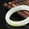 Bangle Natural Tianshan Cuijin Silk Jade -armband met positieve ring en zwevende bloem transparant puur