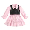 Set di abbigliamento da 1-6y bambini per bambini bambina abbigliamento a maniche lunghe camicia per maniche lunghe giut di pelle 2pcs da ragazza autunno