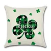 Pillow St. Patrick's Day Town Trow Soldio a cuadros VERDE Camiseta Camión Material de la piel de la piel Decoración del hogar de moda