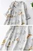 Abiti per feste Limiguyue Cardigan Floral Print cinese Canta lunghe a seno singolo femmina Linenna di cotone sciolto Mumo Liberazione letteraria E554