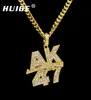 Men Women Rock Jewelry Gifts Gold Color Bling AK47 Submachine Gun Rhinestone Pendants Necklaces Hip Hop Charm Chains6976158