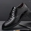 Casual Shoes Leather Mens PU Luxury Crocodile Pattern Men Business Dress Social Shoe Male Wedding Footwear Zapatos Hombre