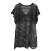 Plus size dameskleding strand Vacation Bikini Hollow Out Cover Ups Deep V Lace Splicing Mesh Dress voor Beachwear 2024