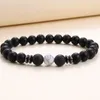 Strand 8mm arruffata in pietra nera ematite distanziatore tigre eye chakra perline bracciale coppia di energia naturale yoga donne uomini