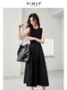 Casual Dresses Vimly Elegant Patchwork Black Long Women 2024 Spring O-neck Sundresses A-line Knitted Tank Dress Womans Clothing M5685