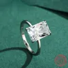 Modesmyckesdesigner Moissanite Ring, Modan Classic Rectangular Cut Transparent Ring, Solid Sterling Silver Women's Wedding Ring utsökta smycken
