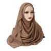 Cotton Rayon Hijabs Écharpe Fiffier solide Solide enveloppe à grande taille Châles longs plaines châles musulmans Hijab Islamic Turban Bandbands Foulard 240430