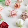 Flores decorativas 100pcs pérolas rosa cabeças de seda flor artificial para casa natal casamento casamento buquê de buquê de bouquet garden festa diy presente