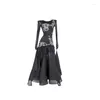 Stage Wear Customized Ballroom Dance Competition Dress For Women Long Sleeved Mesh Big Swing Skirt Waltz National Standard