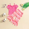 Zestawy odzieży Focus Norm 1-5Y Summer Małe dziewczynki Ubrania 2PCS Off Rameer Butdbed Romper Truskawki/Kwiatowe Panto