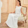 Roupas étnicas Ramadã branco vestidos internos para mulheres Islâmicas Dubai Abaya Turquia Turquia Muslim Robe Femme