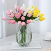 Decoratieve bloemen 9 stks tulpen kunstmatige groep echte touch tulpen voor huis bruiloft nep bruids boeket decoratie