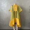 Partykleider zum Verkauf elegante Halbärmel -Shirts für Frauen unregelmäßige geraumte Midi Sheer Shirt Kleid Plus Größe mit innerem Rock
