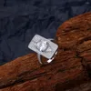 Clusterringe Original und Produkt von Zhenenchengda: Micro eingelegtes Diamond Square übertrieben S925 Silberringe minimalisch vielseitig minimalistisch